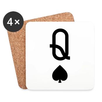 Dame Pik - Untersetzer (4er-Set) - Weiß - Vorne