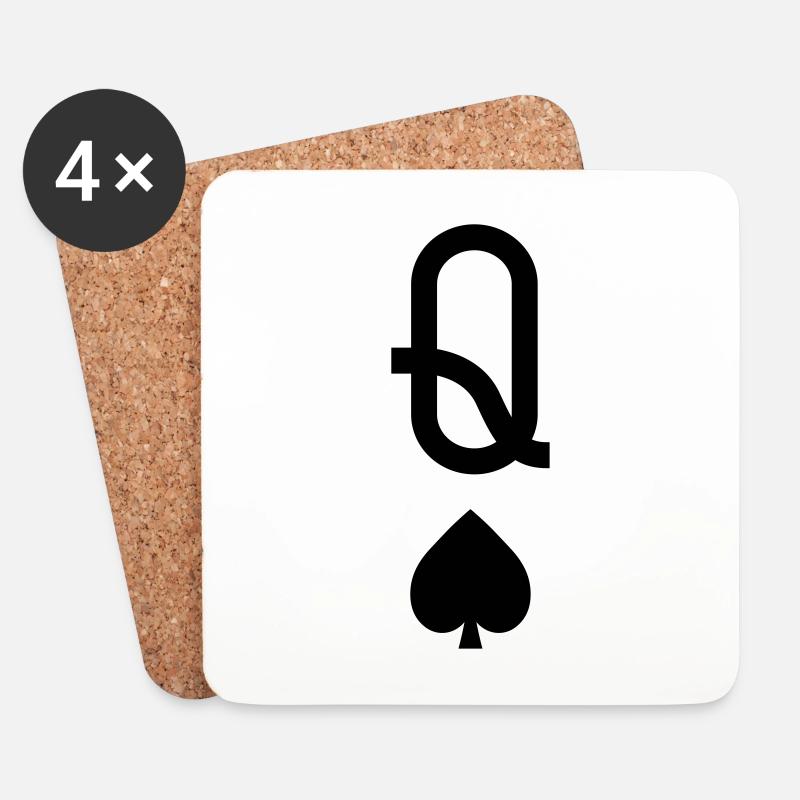 Dame Pik - Untersetzer (4er-Set) - Weiß