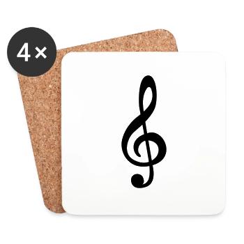 Notenschlüssel - Musik - Untersetzer (4er-Set) - Weiß - Vorne