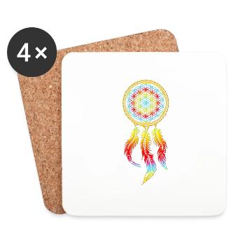 Dreamcatcher, Flower of Life, Spiritual, Indians - Dessous de verre (lot de 4) - blanc - Devant