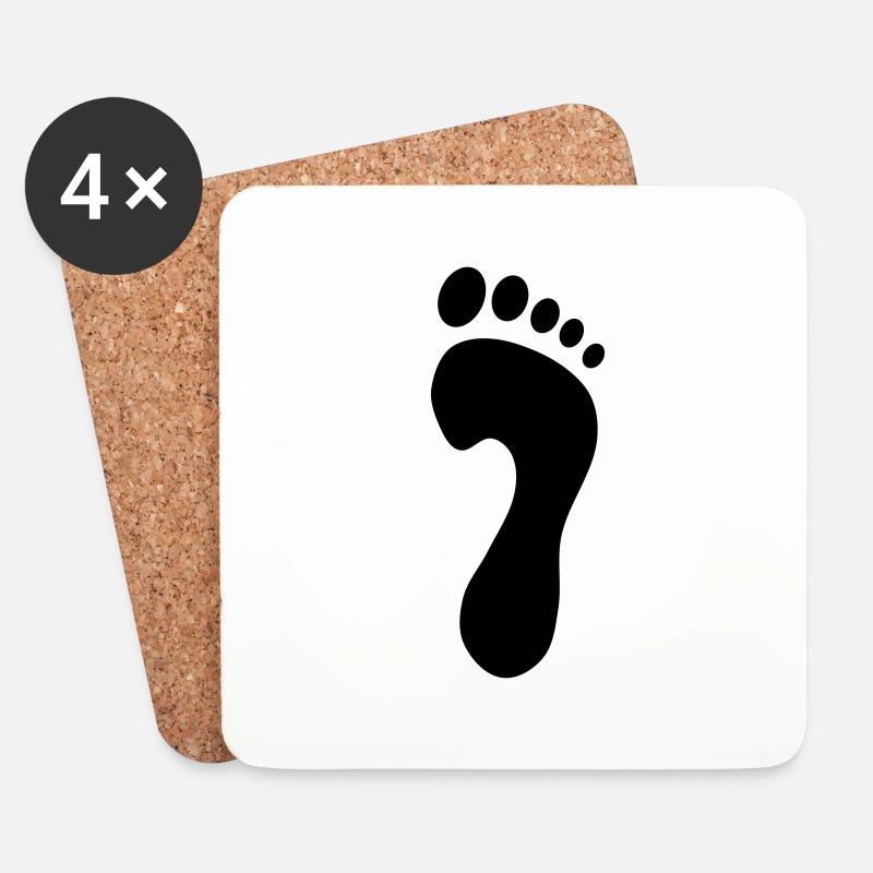Fuß rechts - Untersetzer (4er-Set) - Weiß