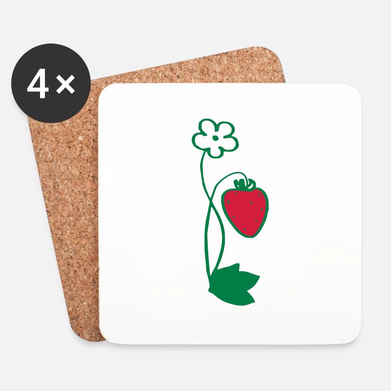 Erdbeere - Untersetzer (4er-Set) - Weiß