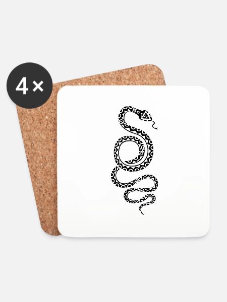 snake - Coasters (set of 4) - white
