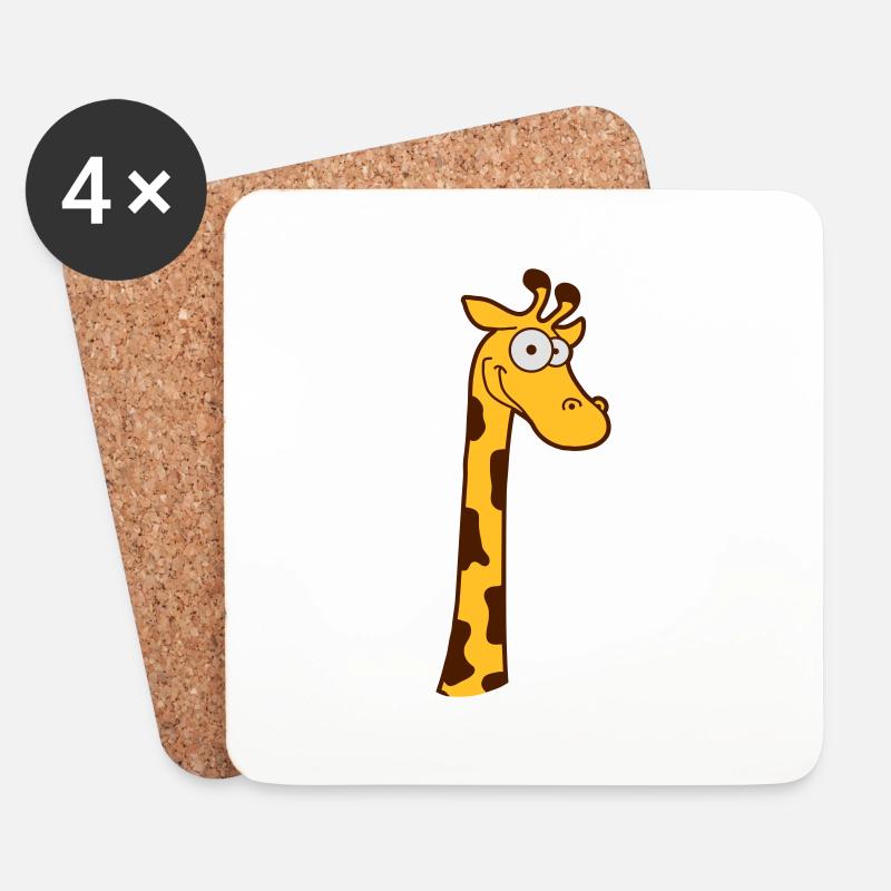Lustige langer Hals Giraffe Afrika Cool Tier Comic - Untersetzer (4er-Set) - Weiß