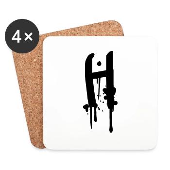 H Graffiti Tropfen Farbklex Spray - Untersetzer (4er-Set) - Weiß - Vorne