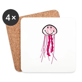 Smiley Jellyfish - Untersetzer (4er-Set) - Weiß - Vorne