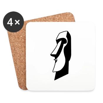 moai_01 - Coasters (set of 4) - white - Front