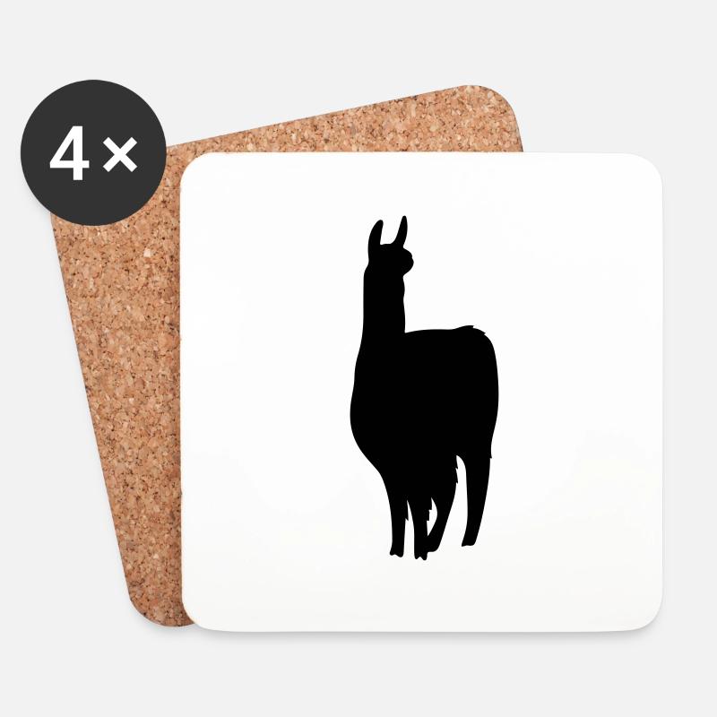 lama silhouette - Untersetzer (4er-Set) - Weiß