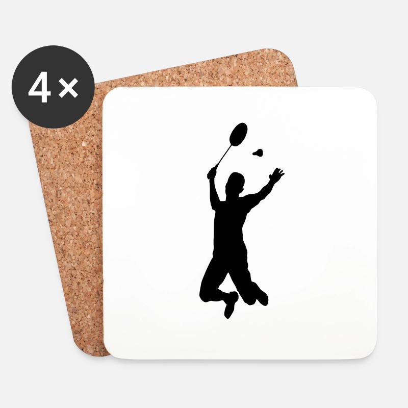 badminton silhouette - Untersetzer (4er-Set) - Weiß