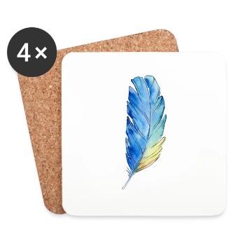 Federn Watercolor - Untersetzer (4er-Set) - Weiß - Vorne