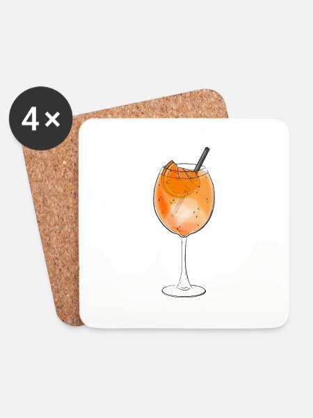 Cocktail spritzige Orange - Untersetzer (4er-Set) - Weiß