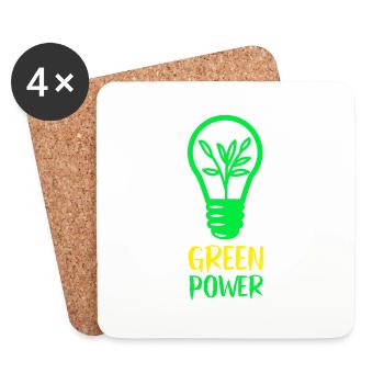 Green Power - Erneuerbare Energien - Untersetzer (4er-Set) - Weiß - Vorne