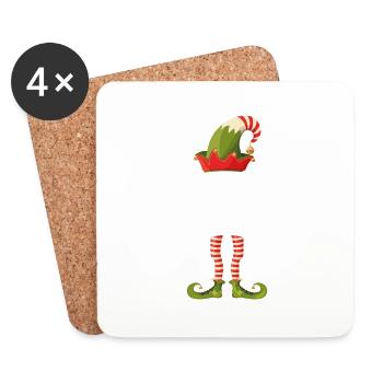 elf crew famille correspondant à Noël - Dessous de verre (lot de 4) - blanc - Devant