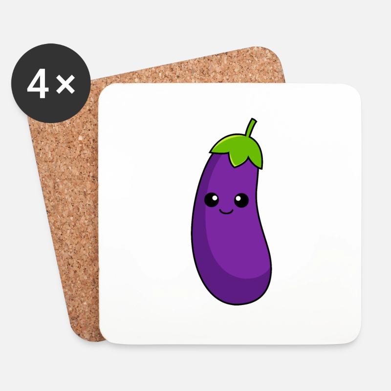 Aubergine Comic - Untersetzer (4er-Set) - Weiß