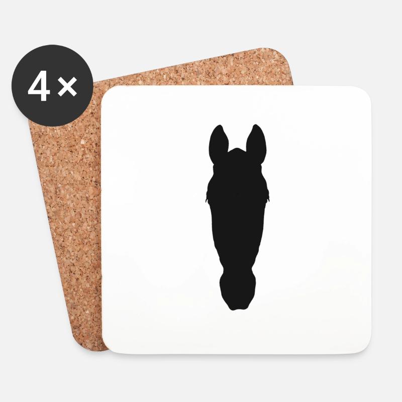 Horse head frontal silhouette - Coasters (set of 4) - white