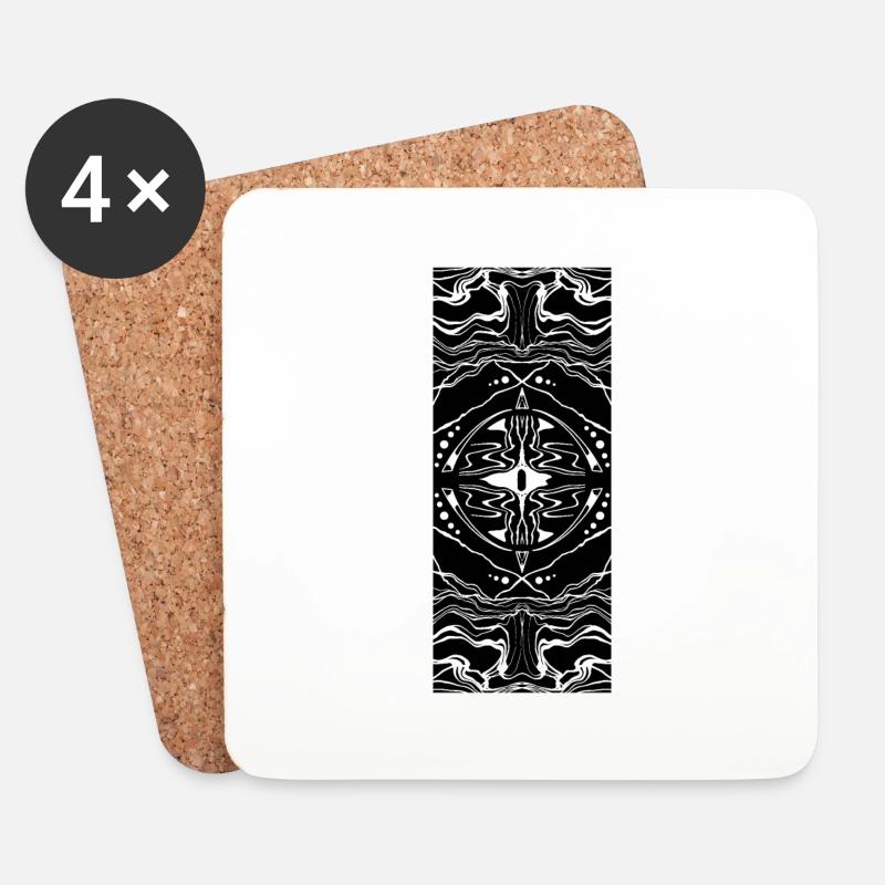 Tribal Abstract Pattern - Untersetzer (4er-Set) - Weiß
