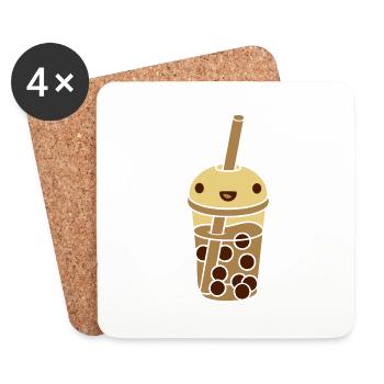 Anime Gesicht Bubble Tea - Untersetzer (4er-Set) - Weiß - Vorne