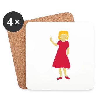 Mädchen Silhouette Peace Zeichen - Untersetzer (4er-Set) - Weiß - Vorne
