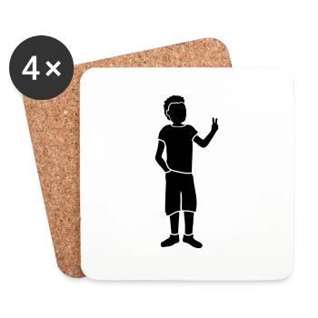 Peace Sign Youth Silhouette - Coasters (set of 4) - white - Front