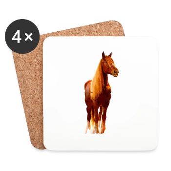 Pferd in braun, Pferdeliebhaber , Geschenkidee - Untersetzer (4er-Set) - Weiß - Vorne
