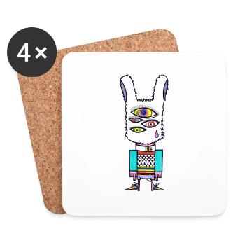 Augen Hase - Untersetzer (4er-Set) - Weiß - Vorne