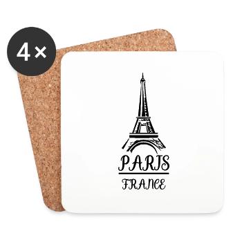 Paris France - Dessous de verre (lot de 4) - blanc - Devant