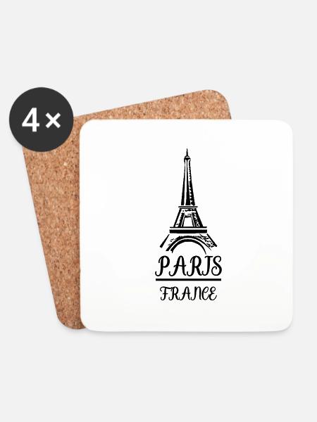 Paris France - Coasters (set of 4) - white