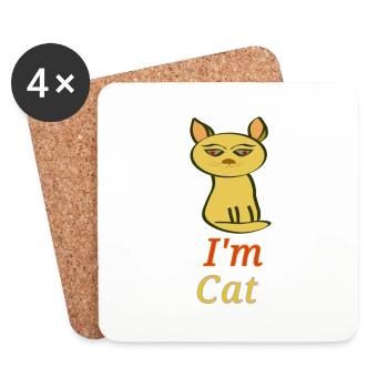 Cat - Coasters (set of 4) - white - Front