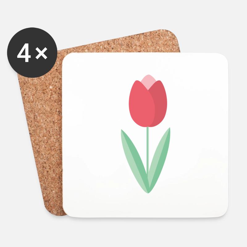Tulpe - Untersetzer (4er-Set) - Weiß