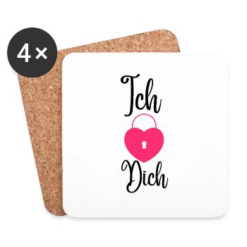 "Ich Liebe Dich" Design, mit Schloss Motiv,14.2 - Untersetzer (4er-Set) - Weiß - Vorne