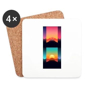 Mountain Landscape Geometric Art - Coasters (set of 4) - white - Front