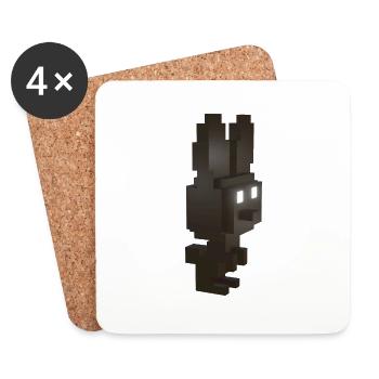 Black School Bunny Mascot: Fitness Coach T shirt - Coasters (set of 4) - white - Front