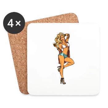 Pin up Girl Cider - Coasters (set of 4) - white - Front
