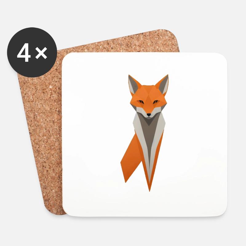 Geometrisches Fuchs-Design - Untersetzer (4er-Set) - Weiß