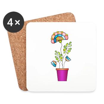 Fleur - Dessous de verre (lot de 4) - blanc - Devant