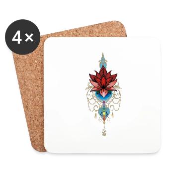 Red Lotus chakras unalome - Coasters (set of 4) - white - Front