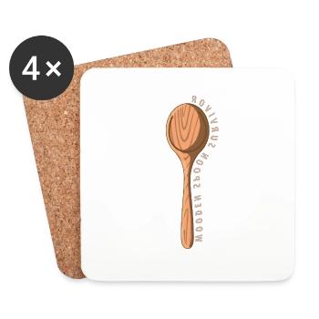 Wooden Spoon Survivor Meme Adulting Funny Italian - Untersetzer (4er-Set) - Weiß - Vorne