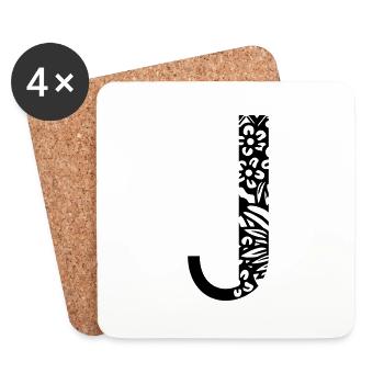Buchstabe J - Untersetzer (4er-Set) - Weiß - Vorne