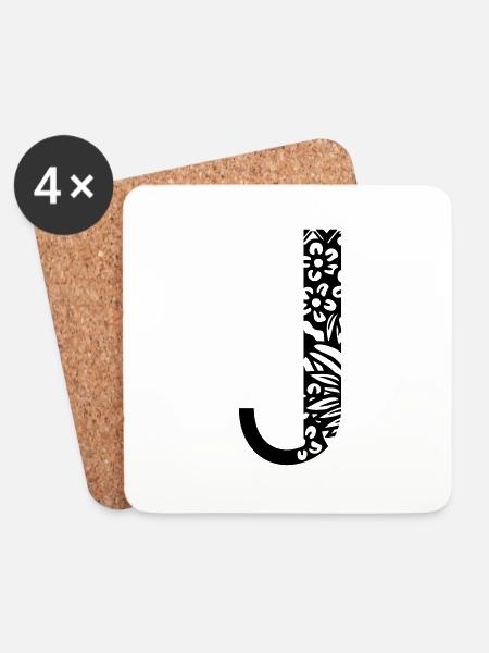 Buchstabe J - Untersetzer (4er-Set) - Weiß