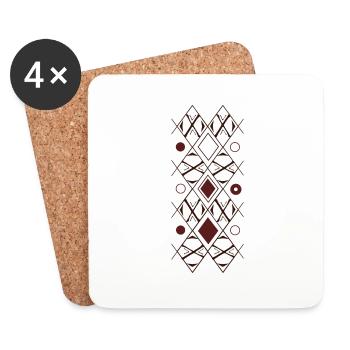 design berbère Amazigh kabyle pour femme ,homme - Dessous de verre (lot de 4) - blanc - Devant