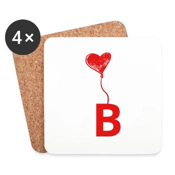 Letter b heart - Coasters (set of 4) - white - Front