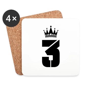 3 couronnes - Dessous de verre (lot de 4) - blanc - Devant