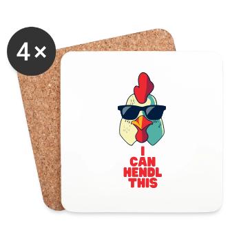 Je peux Hendl This" - Chemise de coq bavarois drôle - Dessous de verre (lot de 4) - blanc - Devant