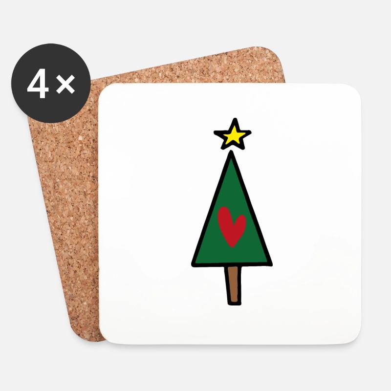 Weihnachtsbaum - Untersetzer (4er-Set) - Weiß