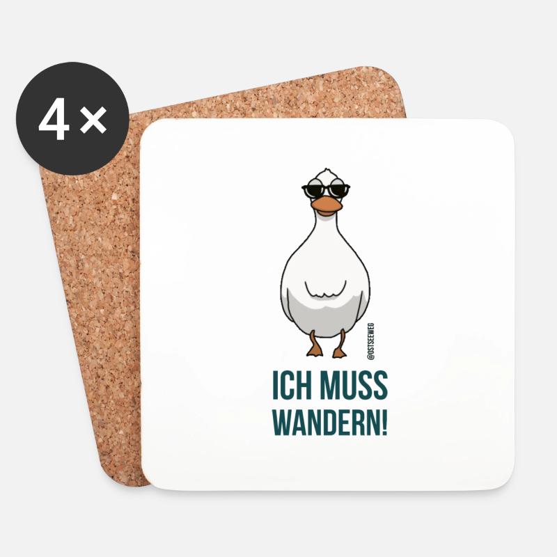 Ich muss wandern ! - Untersetzer (4er-Set) - Weiß