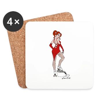 pinup roller quad artistique - Dessous de verre (lot de 4) - blanc - Devant