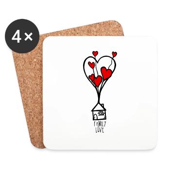 Famille d’amour - Dessous de verre (lot de 4) - blanc - Devant