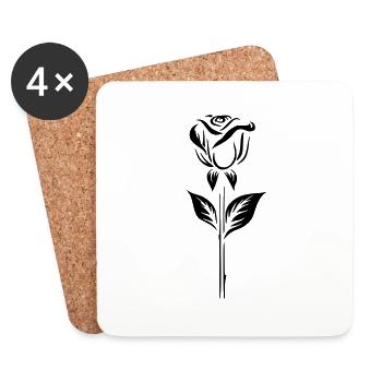 Einfaches Rosen-Logo-Design - Untersetzer (4er-Set) - Weiß - Vorne