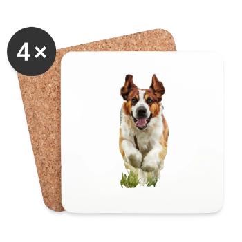 Chien - Dessous de verre (lot de 4) - blanc - Devant