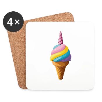 einhorn eis - Untersetzer (4er-Set) - Weiß - Vorne